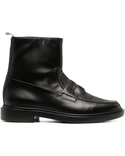 Thom Browne Penny Slot-detail Ankle Boots - Black