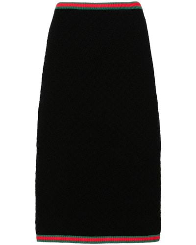 Gucci Web-stripe Crochet-knit Skirt - Women's - Polyester/spandex/elastane/polyamide/cottonspandex/elastane - Black