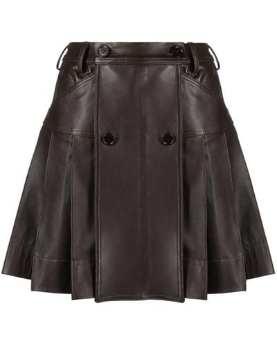 Simone Rocha Pleated Leather Miniskirt - Black