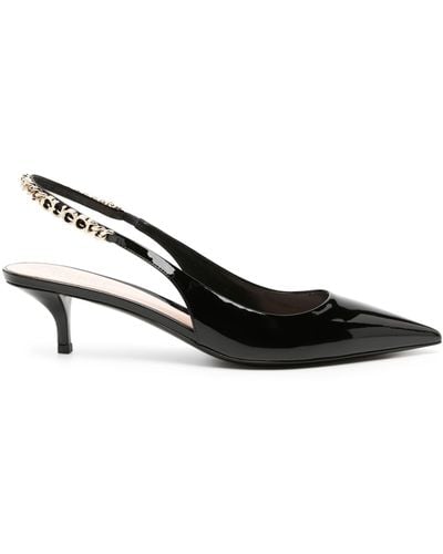 Gucci Patent Finish Pointed Sling-back Pumps - Black
