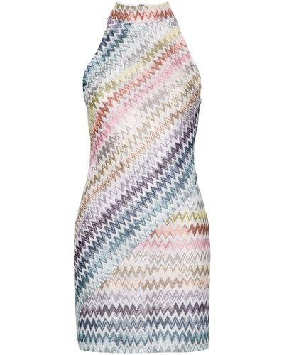 Missoni Zigzag Lamé Mini Dress - Women's - Metallic Fibre/viscose/polyamide/polyester - White