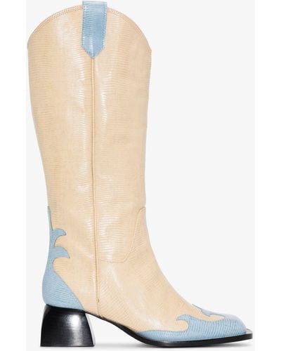 NODALETO Neutral Bulla Jane Leather Cowboy Boots - White