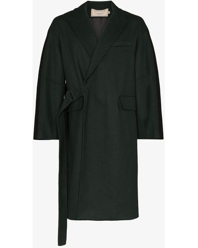 Maison Kitsuné Belted Wrap Coat - Black