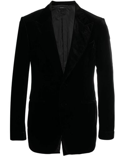 Tom Ford Single-breasted Velvet Blazer - Men's - Silk/cupro/viscose - Black