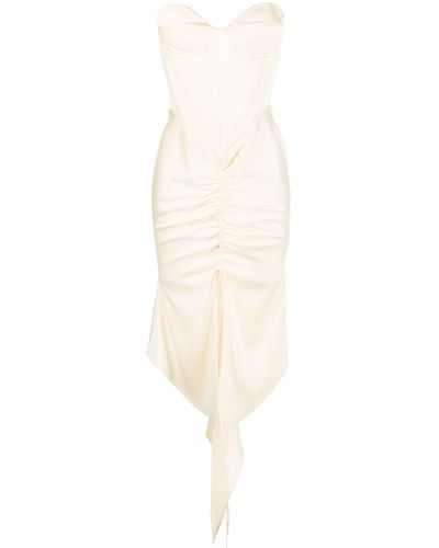 Alex Perry Carter Asymmetric Satin Corset Dress - White