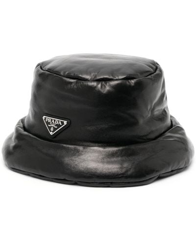 Prada Black Nappa Leather Padded Hat