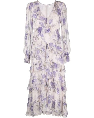 Zimmermann Lyrical Floral-print Silk Midi Dress - Purple