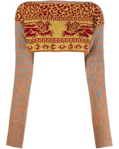 Vivienne Westwood Cropped Knitted Sweater - Brown