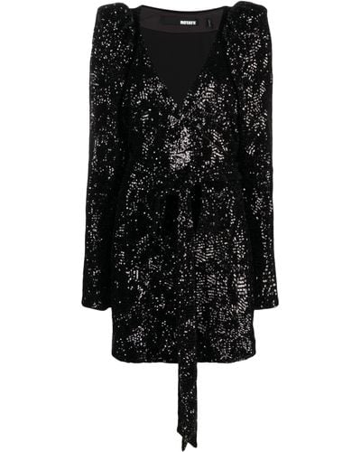 ROTATE BIRGER CHRISTENSEN Sequinned-tulle Wrap Minidress - Black