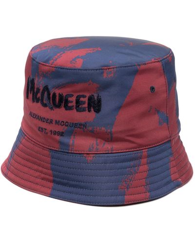 Alexander McQueen Graffiti-print Bucket Hat - Blue