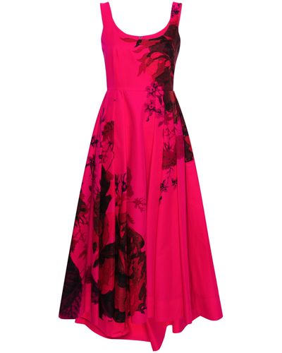 Erdem Pleated Floral-print Cotton-faille Midi Dress - Pink