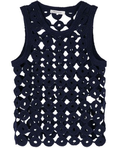 Wales Bonner Stanza Crochet Vest - Women's - Cotton - Blue