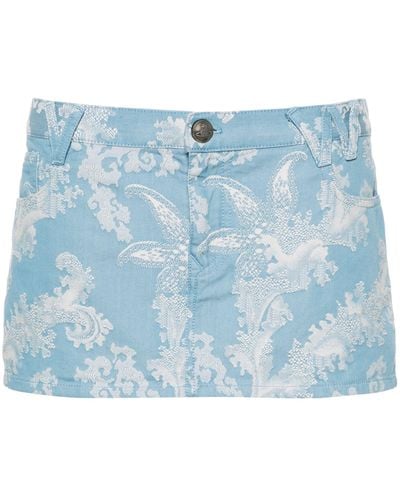 Vivienne Westwood Foam Denim Mini Skirt - Women's - Cotton - Blue