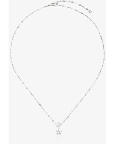 Gucci Flower And Double G Necklace With Diamonds - White