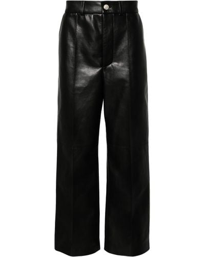 Nanushka Dax Faux-leather Wide-leg Trousers - Black