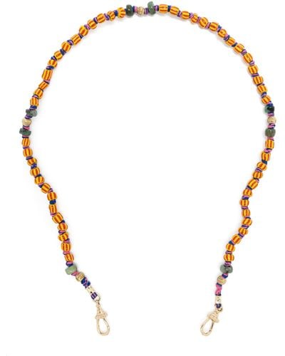 Marie Lichtenberg 9k Yellow Mauli Ghana Emerald Beaded Necklace - White