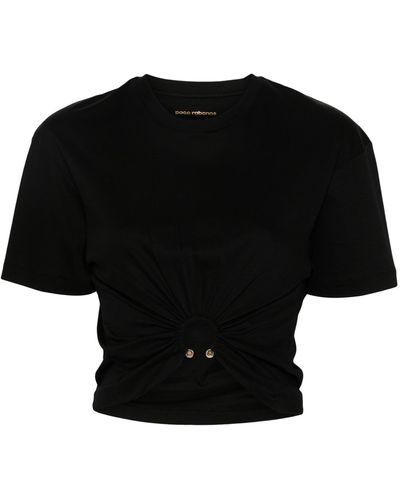 Rabanne Cropped Cotton T-shirt - Black