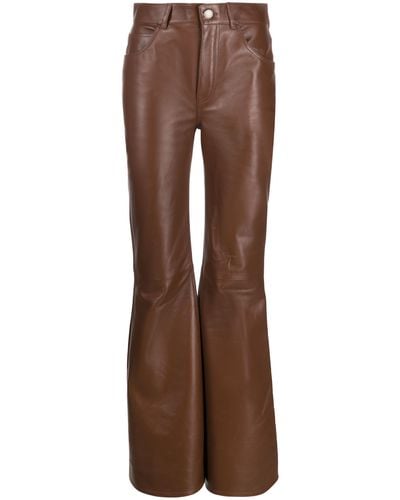 Chloé Flared Leather Trousers - Brown