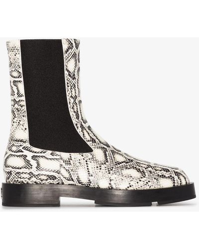 Givenchy White Snake Print Chelsea Boots