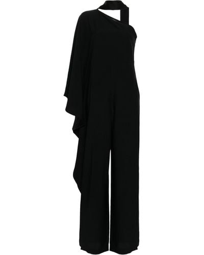 ‎Taller Marmo Draped One-shoulder Gown - Black
