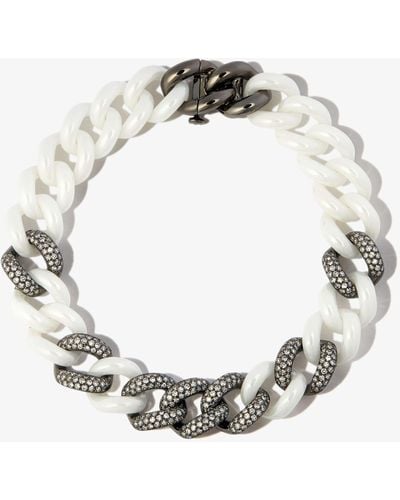 SHAY 18k Black Gold Curb Chain Diamond Bracelet - Men's - Ceramic/18kt Black Gold/white Diamond