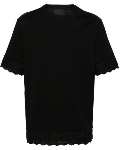Simone Rocha Floral Embroidered Cotton T-shirt - Black