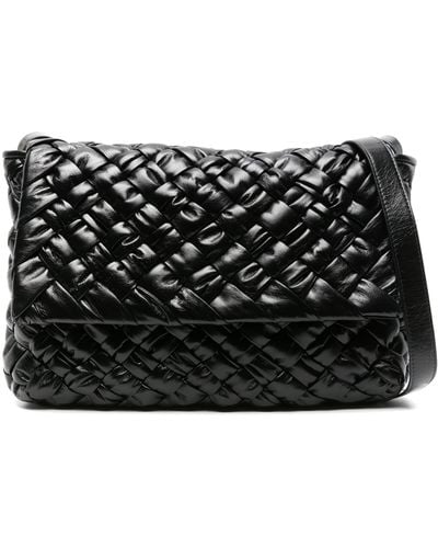 Bottega Veneta Rumple Leather Messenger Bag - Black