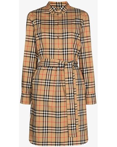 Burberry Neutral Vintage Check Shirt Dress - Women's - Cotton/polyester/spandex/elastane - Brown