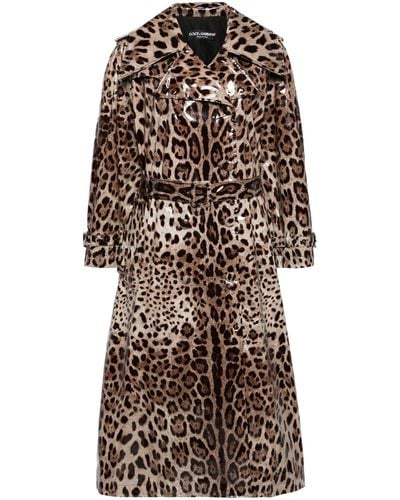 Dolce & Gabbana Brown Leopard-print Trench Coat - Women's - Polyester/spandex/elastane - Natural