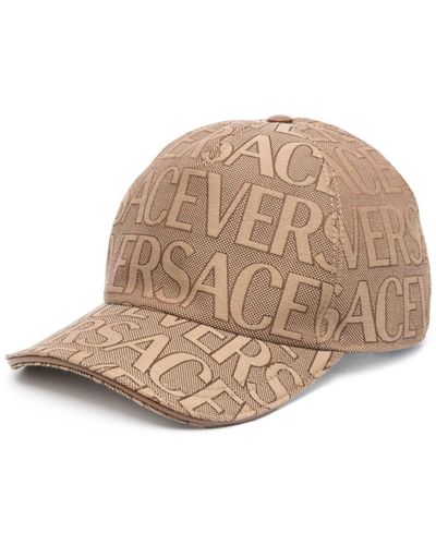 Versace Brown Logo Print Baseball Cap - Men's - Polyester/cotton/calf Leather - Natural