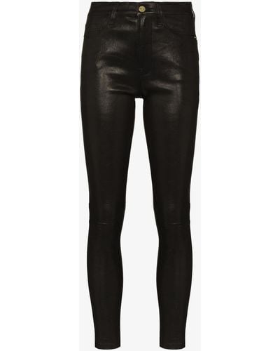 FRAME Le High Skinny Leather Trousers - Women's - Leather - Black