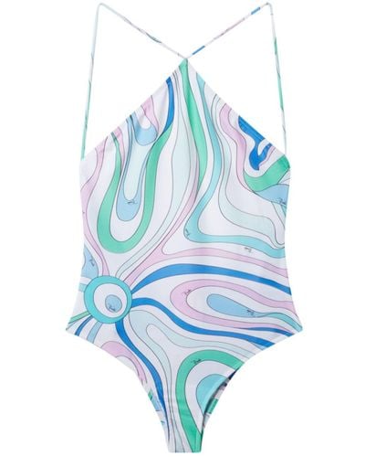 Emilio Pucci Marmo Print Swimsuit - Women's - Nylon/elastane - Blue