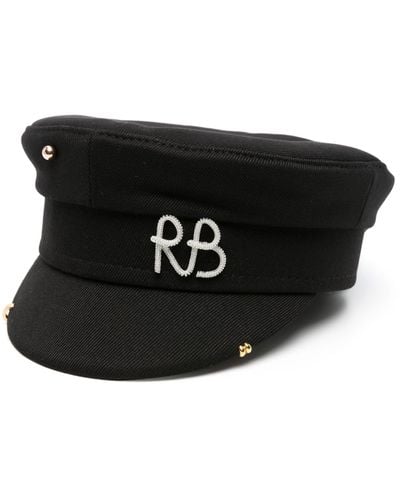 Ruslan Baginskiy Monogram-appliqué Baker Boy Hat - Women's - Acrylic/cotton/wool - Black