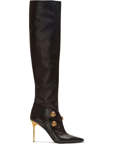 Balmain Leather Alma Knee-high Boots 95 - Black