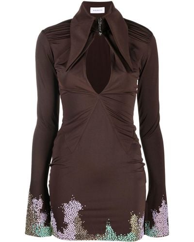 16Arlington Adara Embellished Mini Dress - Brown