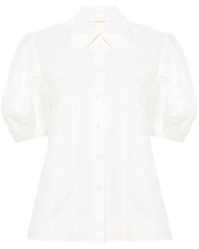 Chloé Embroidered Organic-cotton Shirt - White