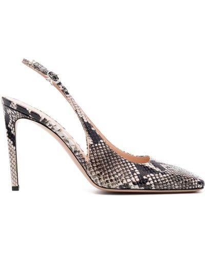 Gianvito Rossi Neutral 100 Snakeskin-print Slingback Court Shoes - Women's - Calf Leather - White