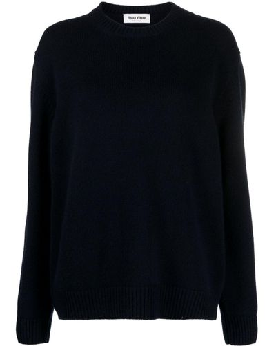 Miu Miu Crew-neck Sweater In Cashmere - Black