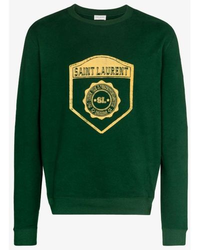 Saint Laurent University Crest Sweatshirt - Men's - Cotton - Green