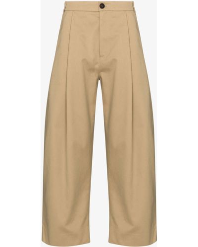 Studio Nicholson Neutral Sorte Cropped Wide-leg Cotton Pants - Men's - Cotton - Natural