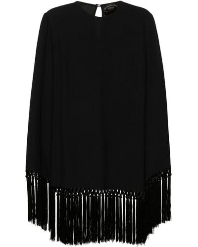 ‎Taller Marmo Claudia Fringed Crêpe Mini Dress - Black
