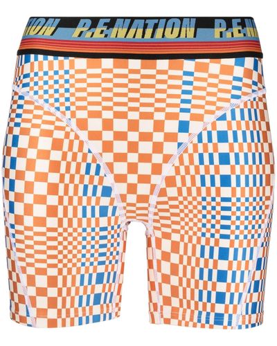 P.E Nation Multicolor Edit Canyon Cycling Shorts - Women's - Recycled Polyester/spandex/elastane - Orange