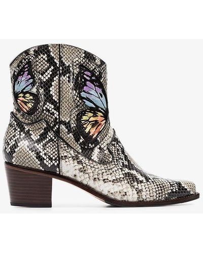 Sophia Webster Snake Print & Rainbow Multicoloured Shelby 50 Snake Print Leather Cowboy Boots