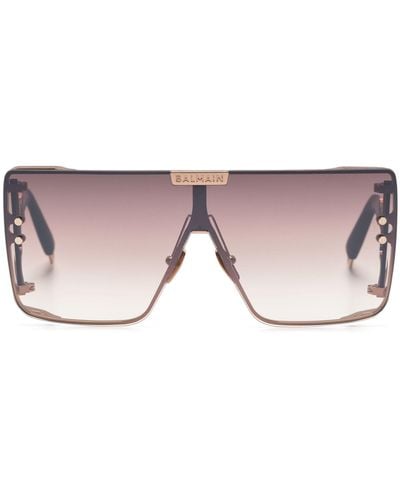 BALMAIN EYEWEAR Wonder Boy Shield-frame Sunglasses - Unisex - Acetate/metal - Pink