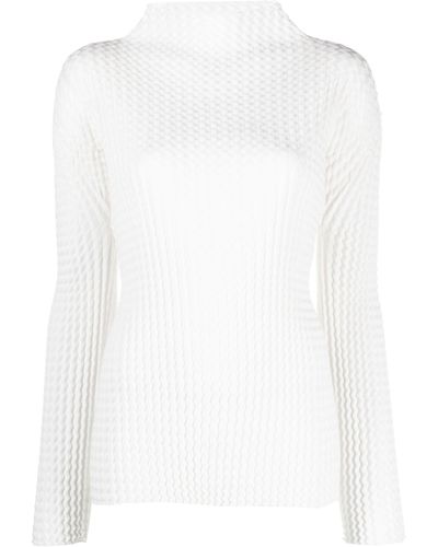 Issey Miyake Spongy Plissé Top - Women's - Polyester/cotton - White