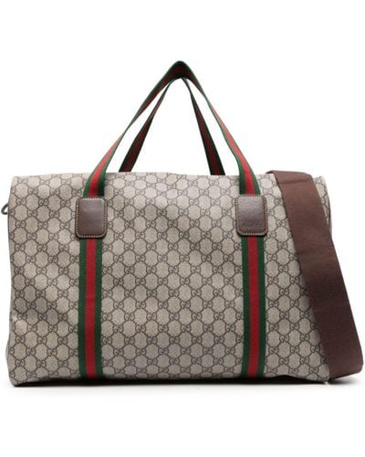 Gucci Neutral gg Supreme Large Duffle Bag - Unisex - Canvas/leather - Brown