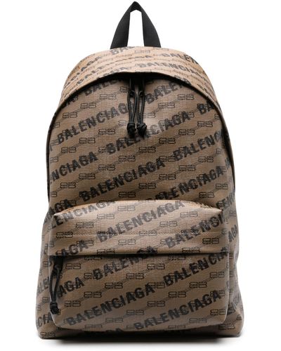 Balenciaga Logo Print Coated Canvas Backpack - Men's - Recycled Polyamide - Gray