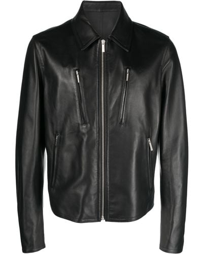 Ferragamo Leather Blouson Jacket - Men's - Lambskin - Black