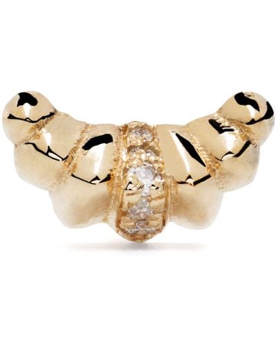 Lizzie Mandler 18k Yellow Croissant Diamond Single Stud Earring - Women's - 18kt Yellow /diamond - Metallic