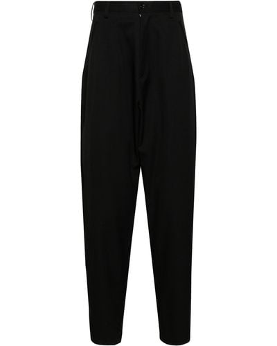 Sulvam Tapered Wool Tailored Trousers - Black